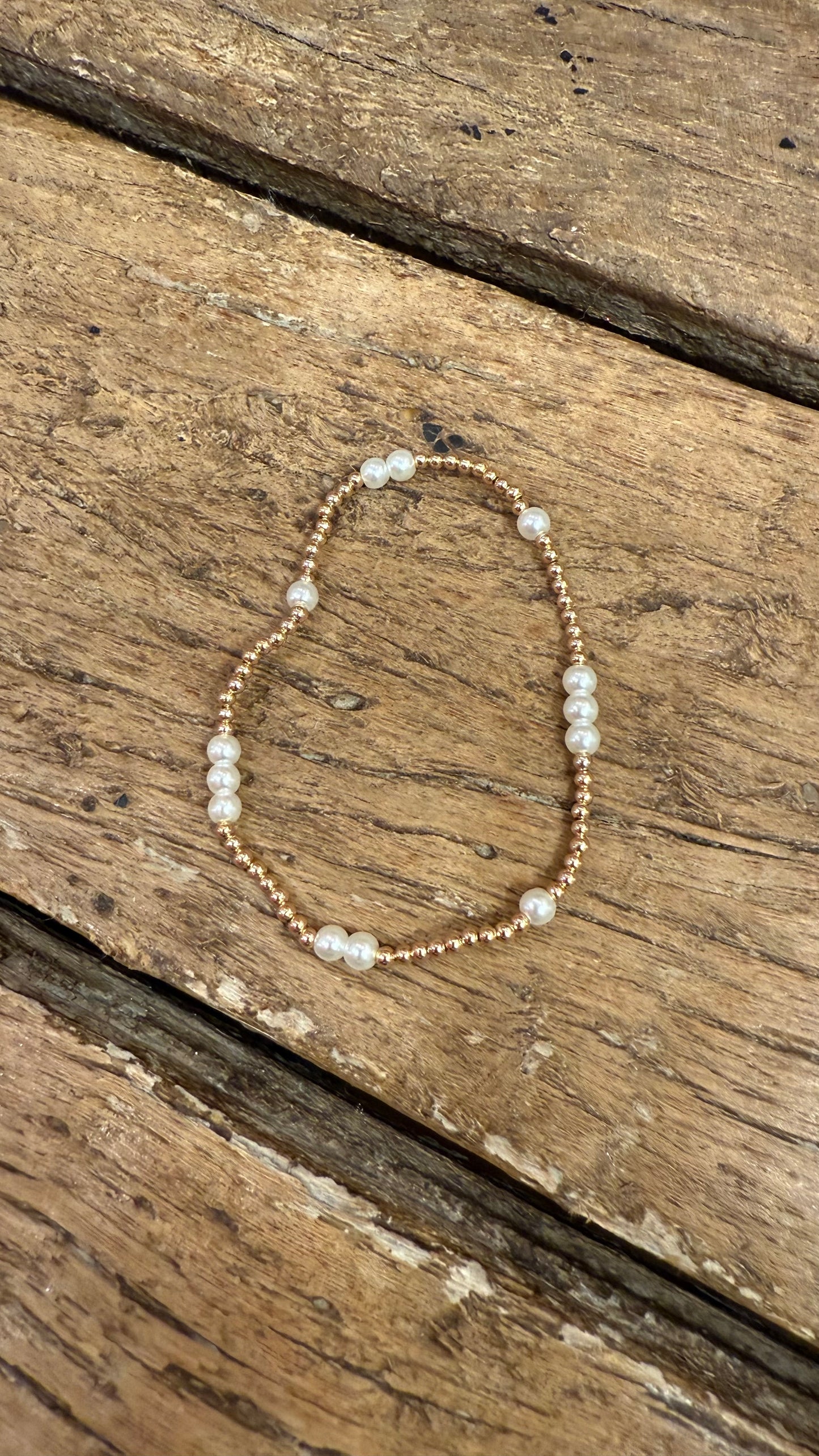 Gold Beaded and Pearl Water Resistant Bracelet
