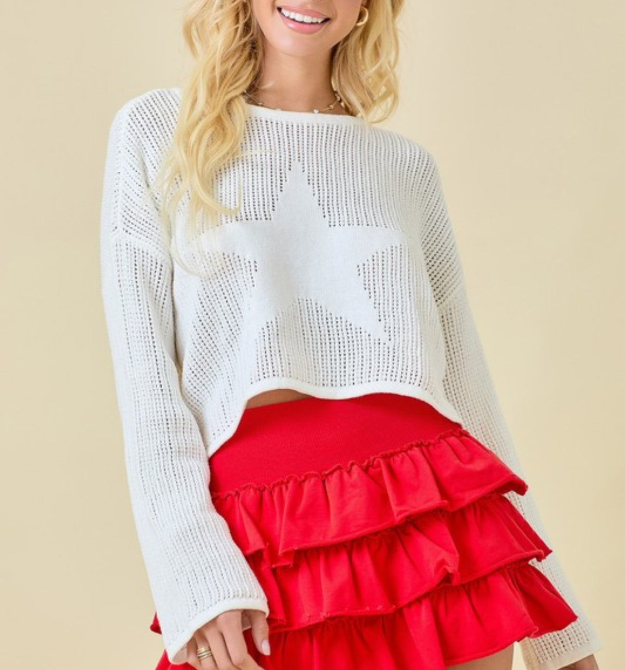 Star Open Knit Sweater – White by
Day + Moon