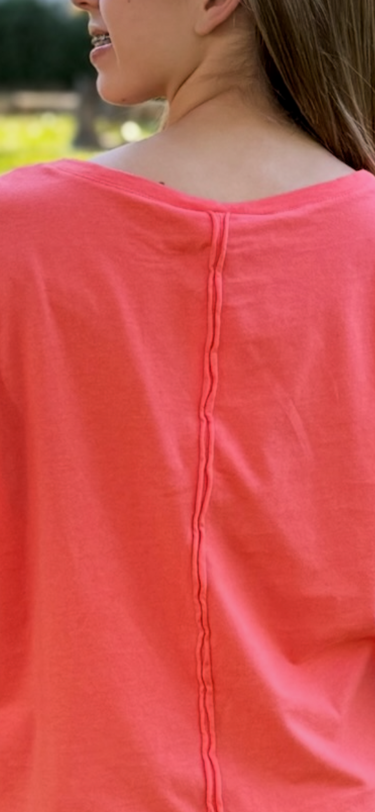 ROUND NECK T-SHIRT-CORAL - Yelete