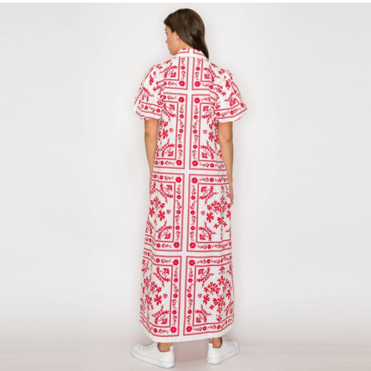 Scarf Print Shirts Maxi Dress with Button Open by Love Wednesday