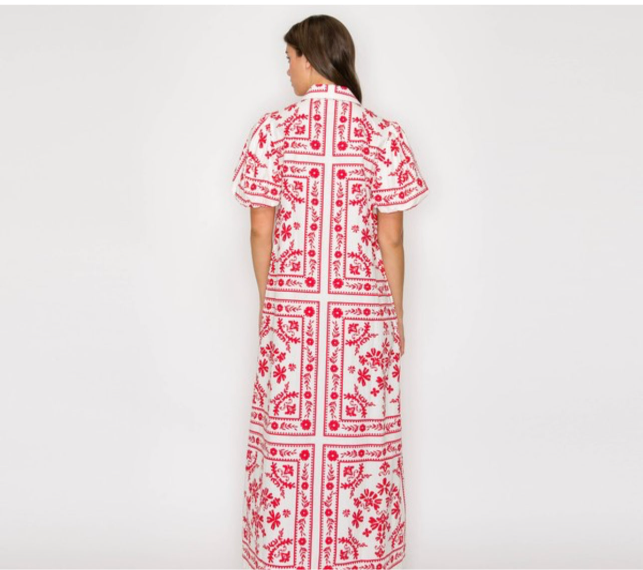 Scarf Print Shirts Maxi Dress with Button Open by Love Wednesday