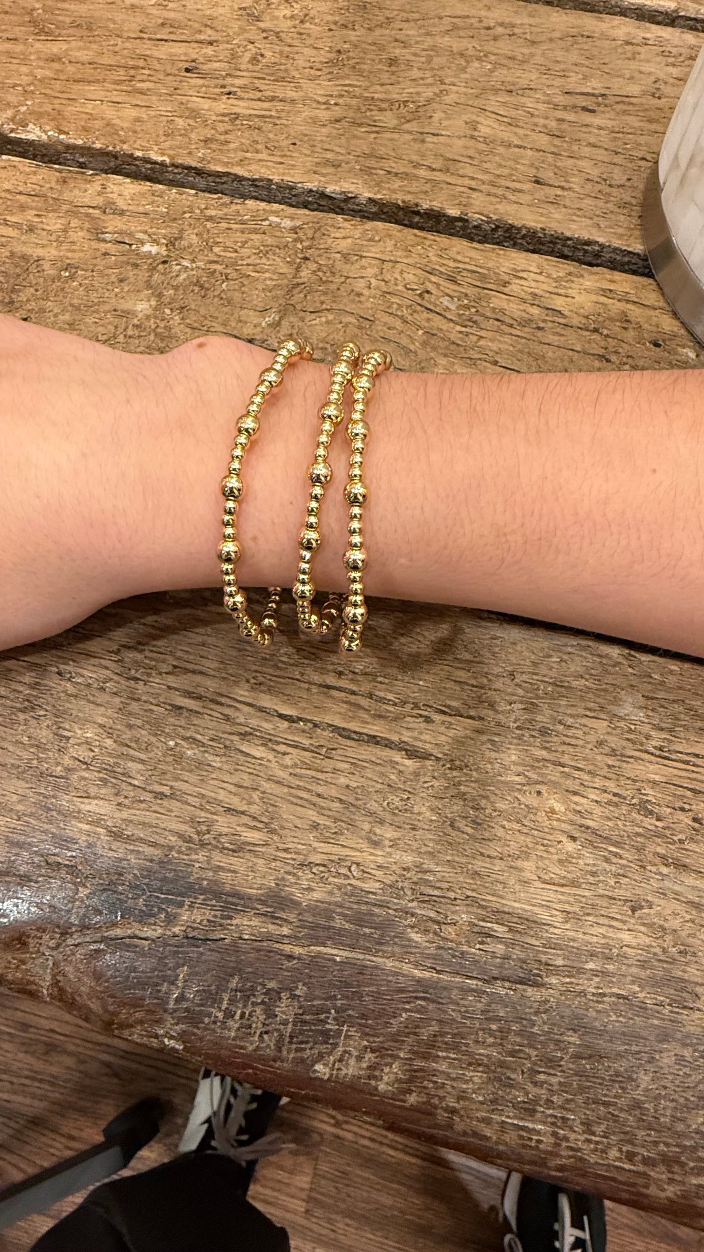 Gold 5mm and 3mm Beaded Water Resistant Bracelet