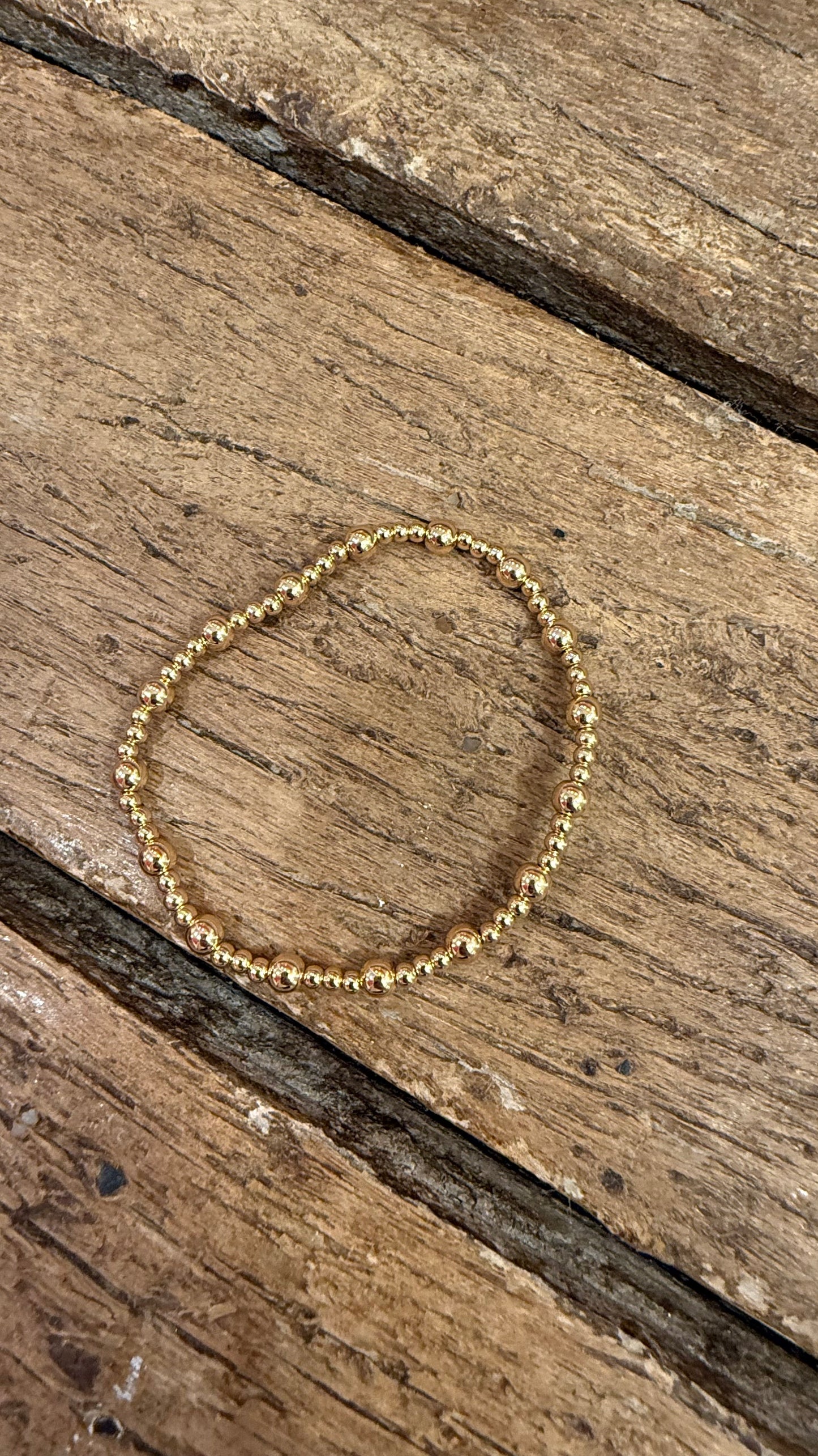 Gold 5mm and 3mm Beaded Water Resistant Bracelet