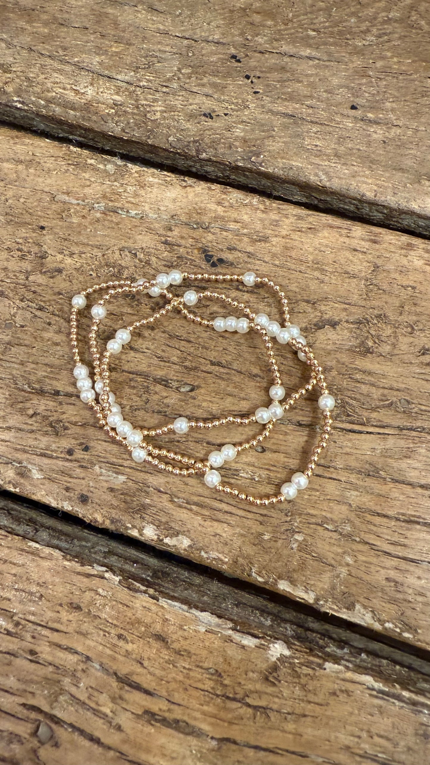 Gold Beaded and Pearl Water Resistant Bracelet