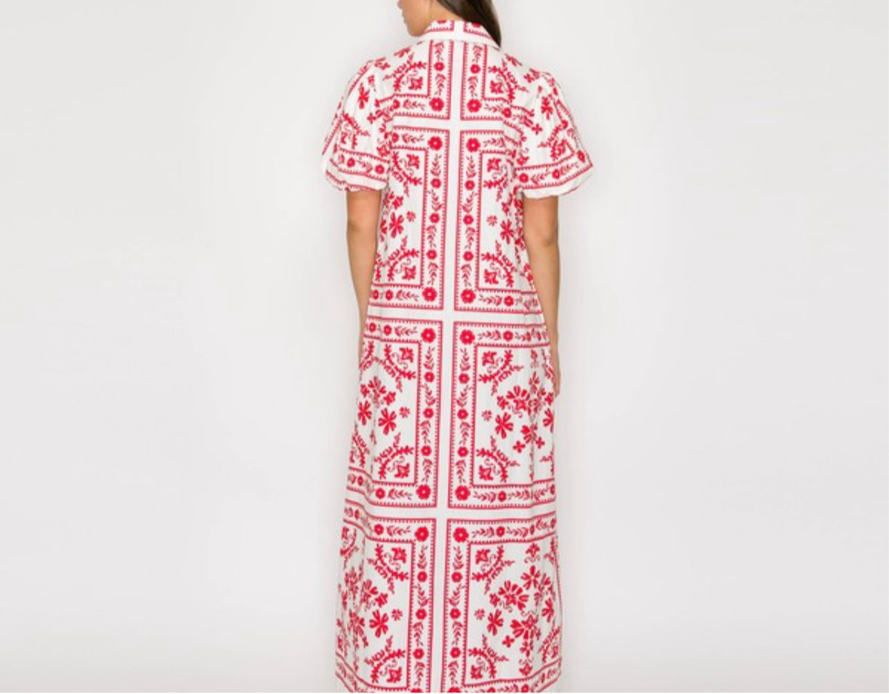 Scarf Print Shirts Maxi Dress with Button Open by Love Wednesday