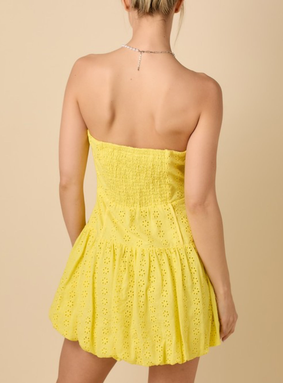 Embroidery Tube Mini Dress by Baby Pink