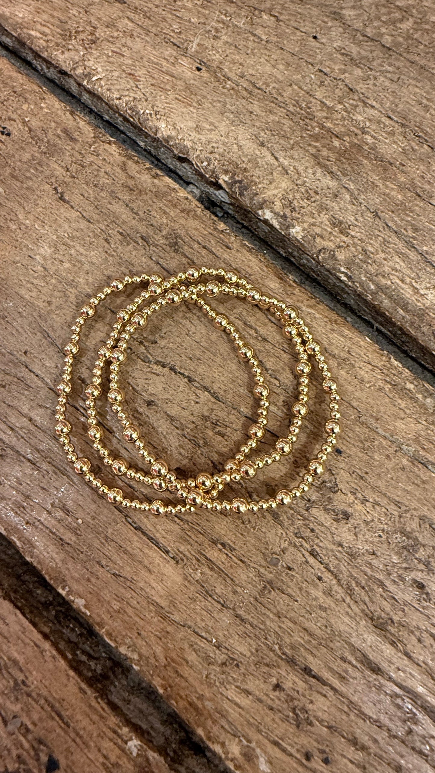 Gold 5mm and 3mm Beaded Water Resistant Bracelet