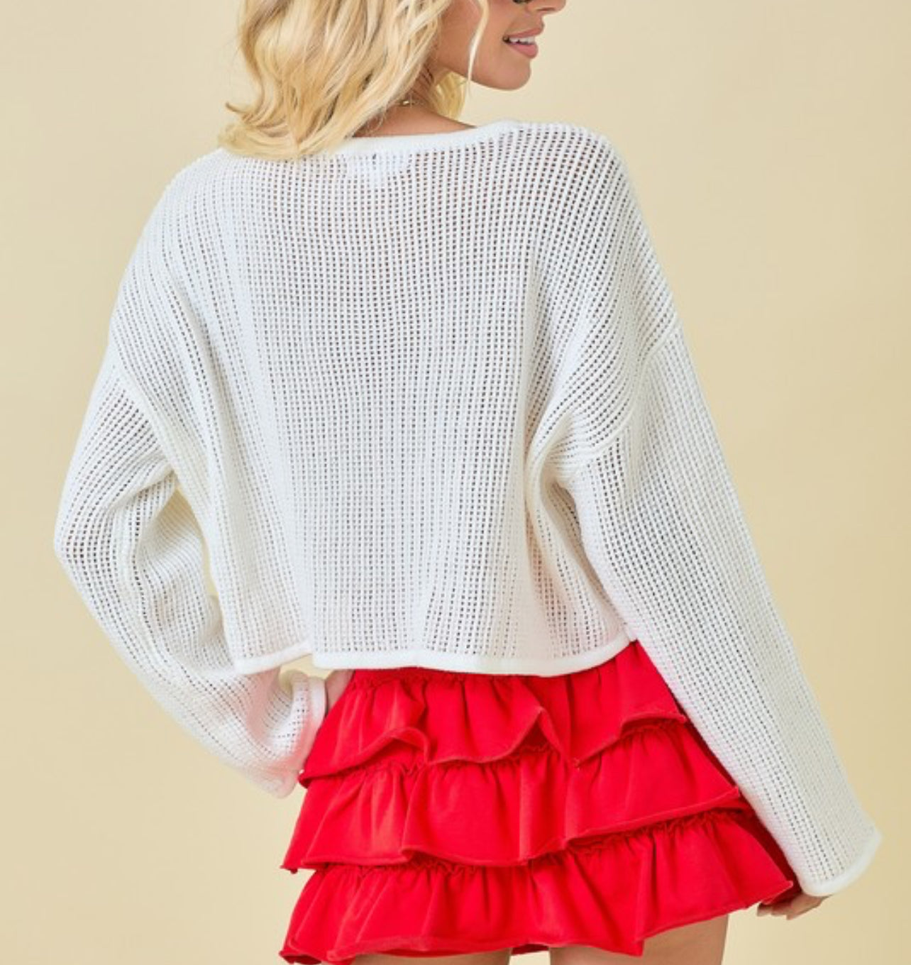 Star Open Knit Sweater – White by
Day + Moon