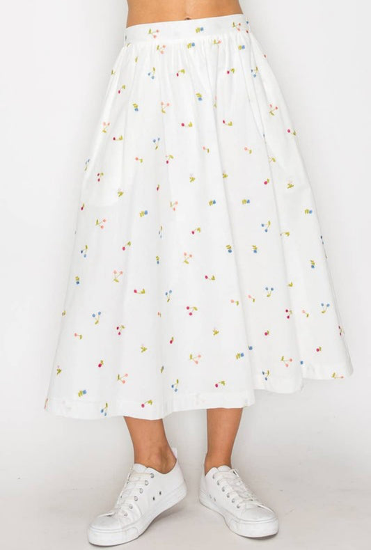 Embroidery Cotton Full Skirt by Love Wednesday