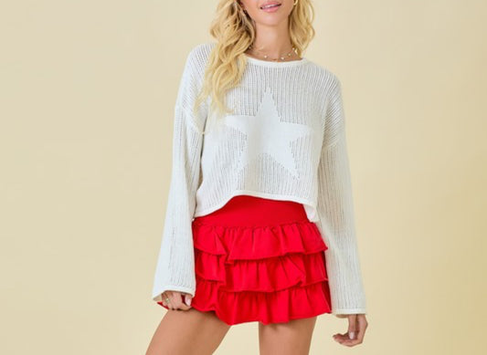 Star Open Knit Sweater – White by 
Day + Moon