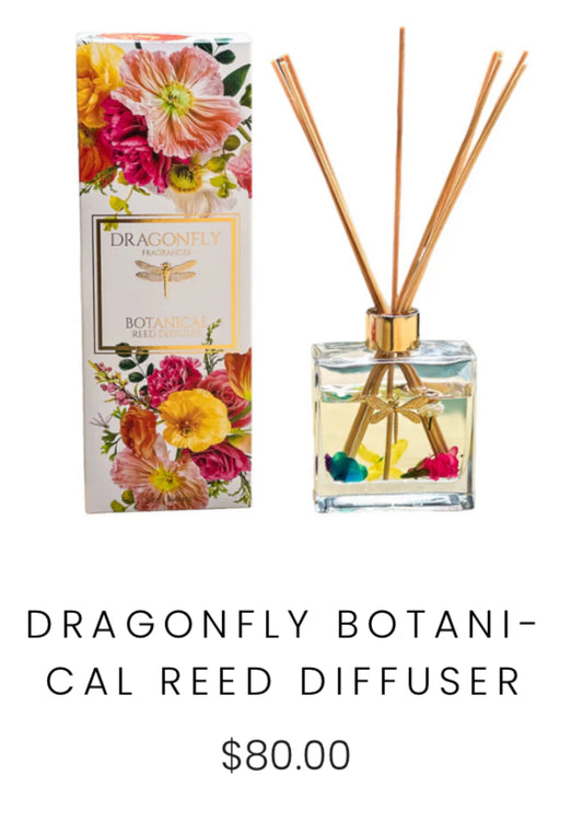 DRAGONFLY -Botanical Reed Diffuser 5 oz. Fragrance: Whitewood + Saffron